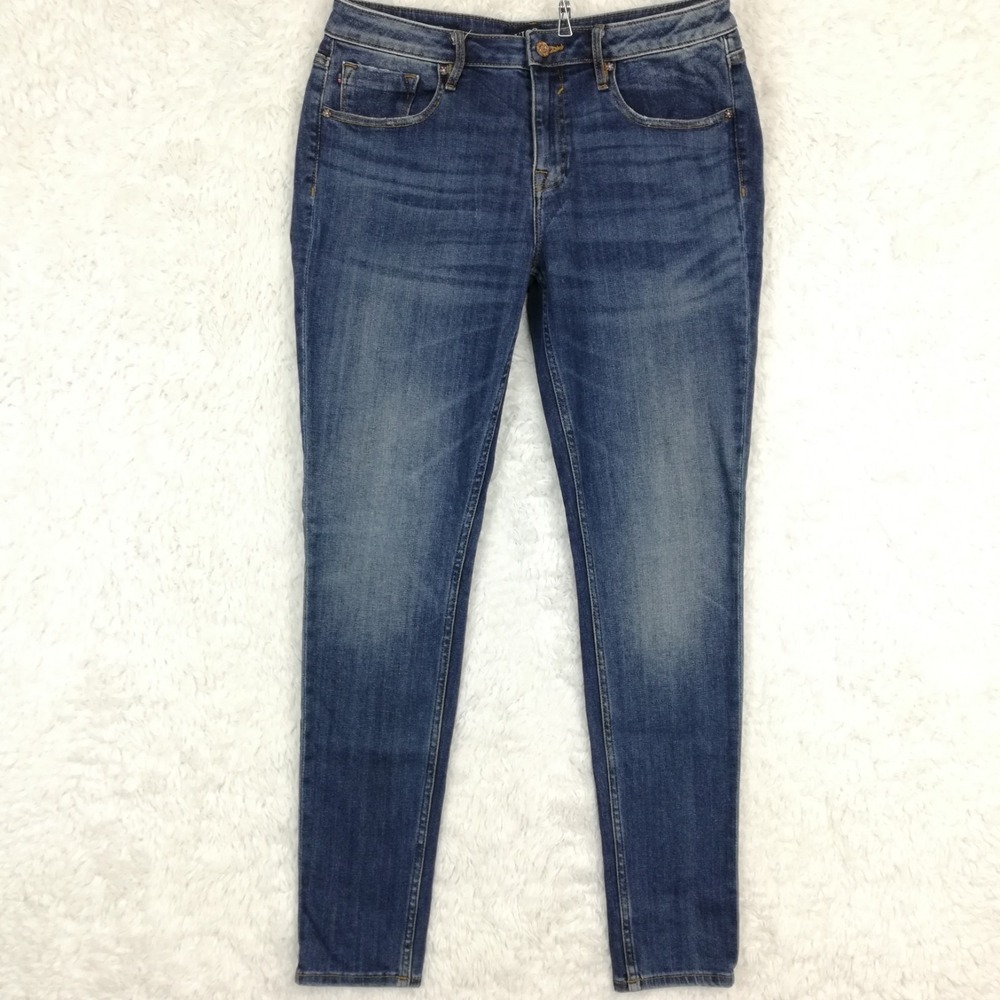 Vigoss Womens Jeans Jagger Skinny Blue Denim Mid Rise Whiskering Classic Fit 32